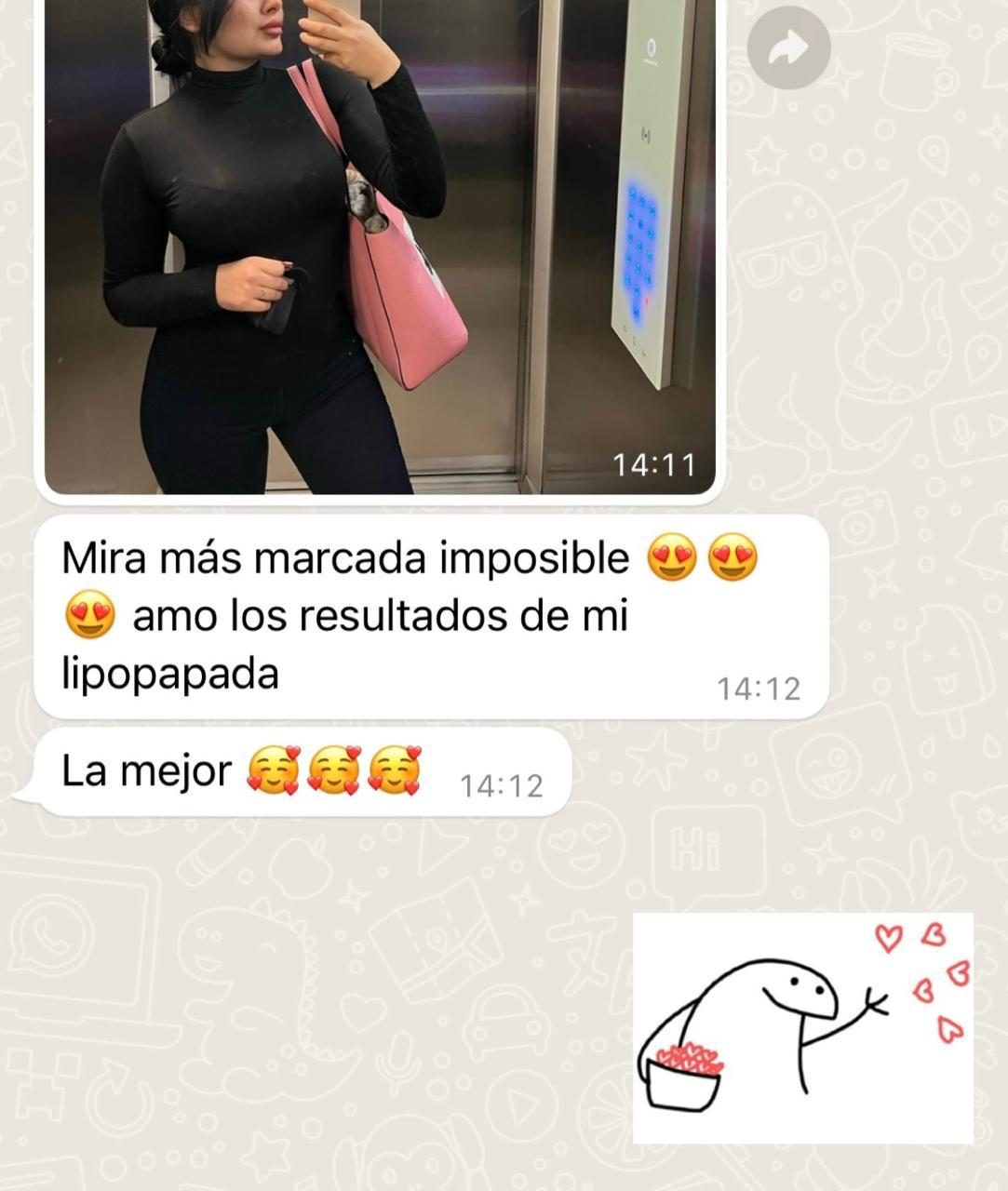 Mensaje de una paciente feliz con su lipopapada