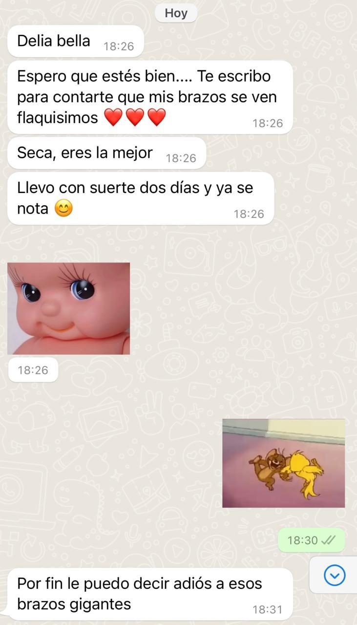 Mensaje de una paciente después de su MELA de brazos